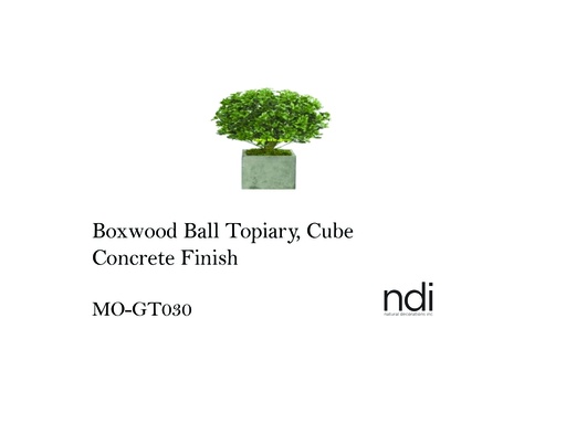 [MHT-001558] BOXWOOD BALL TOPIARY, CUBE CONCRETE FINISH