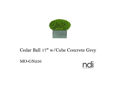 [MHT-001733] CEDAR BALL 17" W/CUBE CONCRETE GREY