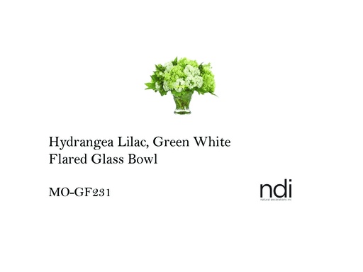 [MHT-002494] HYDRANGEA LILAC, GREEN WHITE, FLARED GLASS BOWL