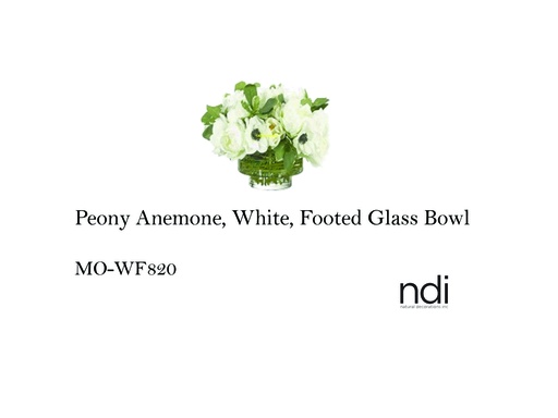 [MHT-003106] PEONY ANEMONE, WHITE, FOOTED GLASS BOWL