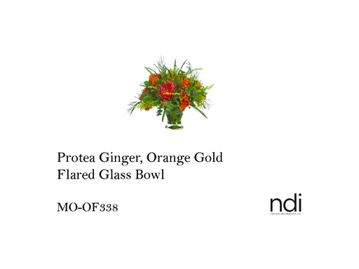 [MHT-003233] PROTEA GINGER, ORANGE GOLD, FLARED GLASS BOWL