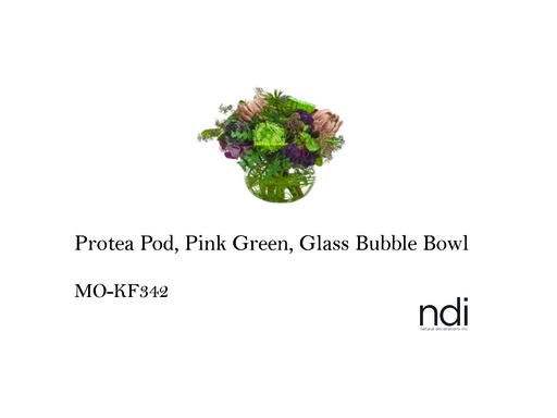 [MHT-003235] PROTEA POD, PINK GREEN, GLASS BUBBLE BOWL