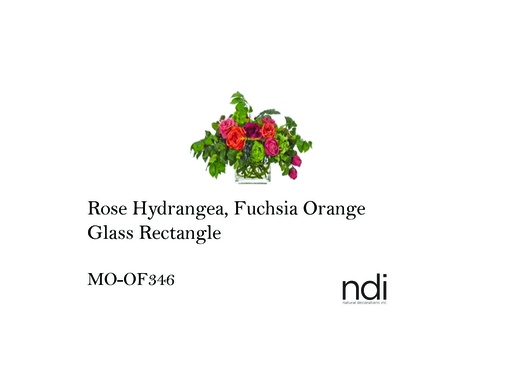 [MHT-003319] ROSE HYDRANGEA, FUCHSIA ORANGE, GLASS RECTANGLE