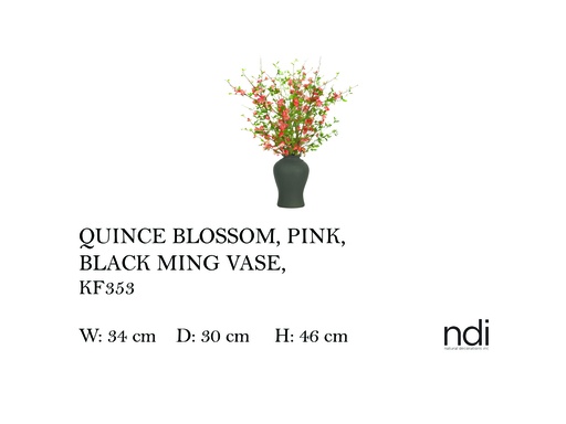 [MHT-004613] QUINCE BLOSSOM, PINK, BLACK MING VASE