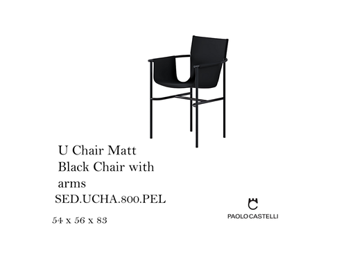 [MHT-001036] U Chair Matt Black Chair with arms