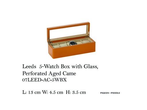 [MHT-004712] LEEDS 5-WATCH BOX WITH GLASS