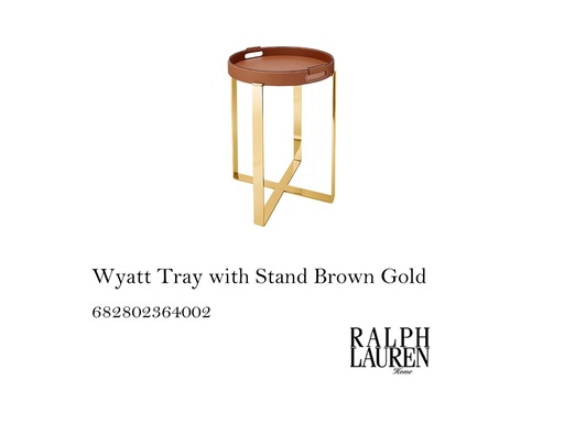[MHT-004232] Wyatt Tray W/ Stand Brown Gold
