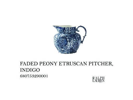 [MHT-004456] FADED PEONY ETRUSCAN PITCHER, INDIGO