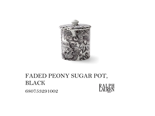 [MHT-004553] FADED PEONY SUGAR POT, BLACK