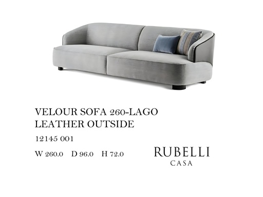 [MHT-004789] VELOUR SOFA 260-LAGO LEATHER OUTSIDE