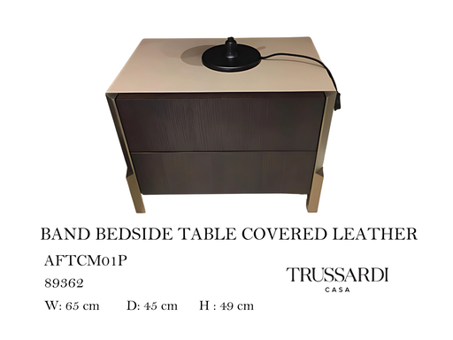 [MHT-000268] BAND BEDSIDE TABLE COVERED LEATHER