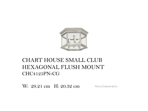 [MHT-001826] CHART HOUSE SMALL CLUB HEXAGONAL FLUSH MOUNT