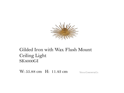 [MHT-002391] GILDED IRON WITH WAX FLUSH MOUNT CEILING LIGHT