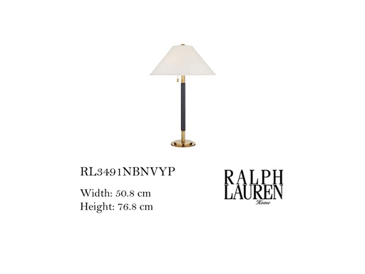[MHT-004120] GARNER TABLE LAMP IN NATURAL BRASS AND NAVY LEATHER